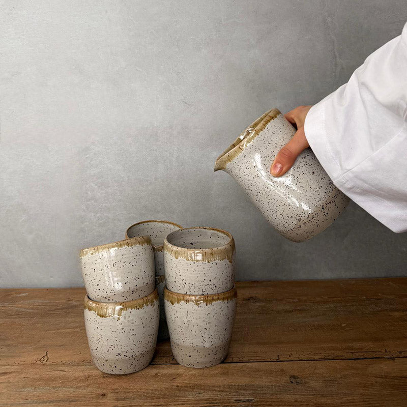 BOHEMIAN White Becherset mit Krug - FRANZARTKERAMIK