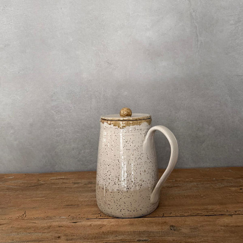 BOHEMIAN White Keramikkanne mit Deckel 15 Liter handgemacht