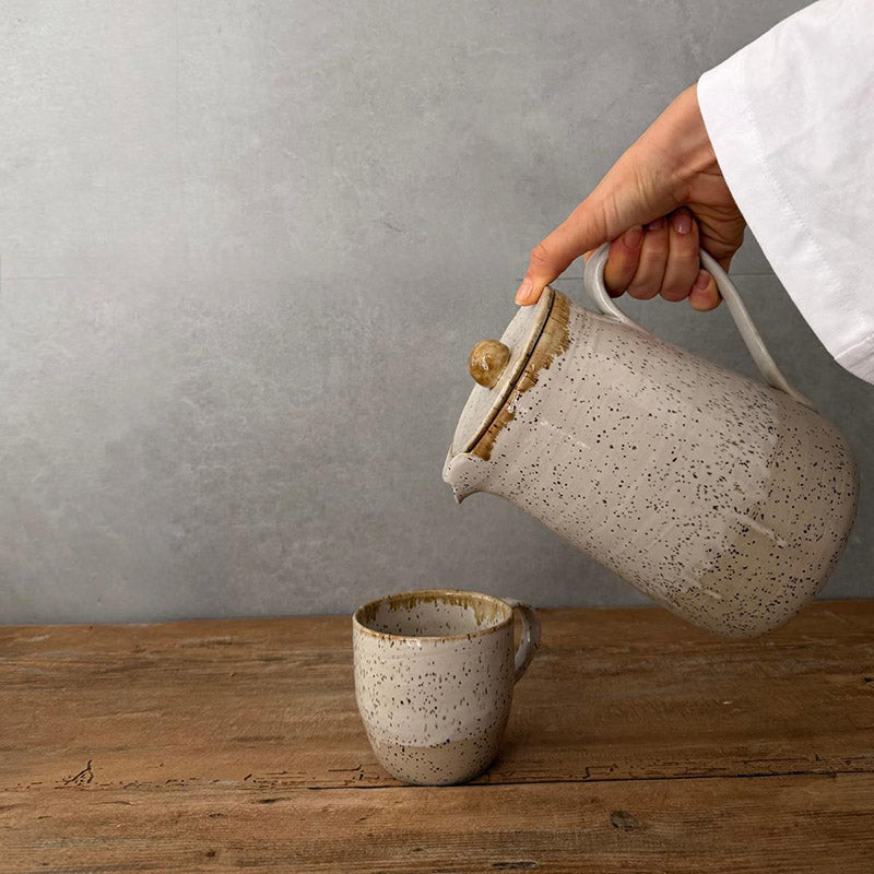 BOHEMIAN White Keramikkanne mit Deckel 15 Liter handgemacht