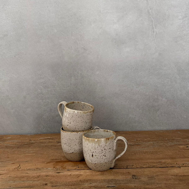BOHEMIAN White Keramiktasse 2 Größen handgemacht