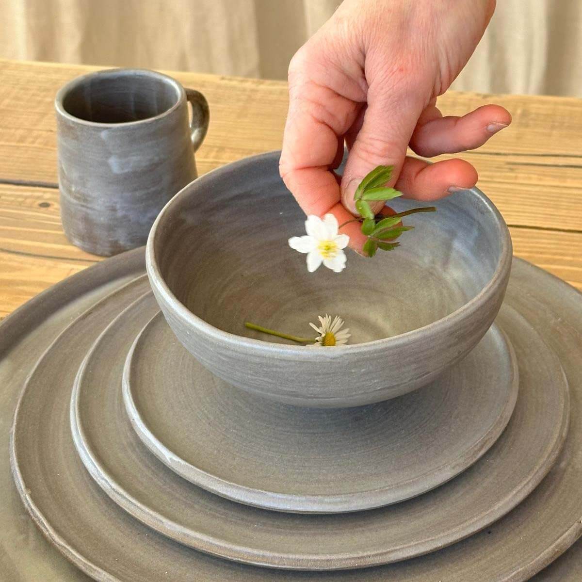 AREIA Natural Schüssel - 300 und 500 ml Steinzeugschale handgemacht - FRANZARTKERAMIK