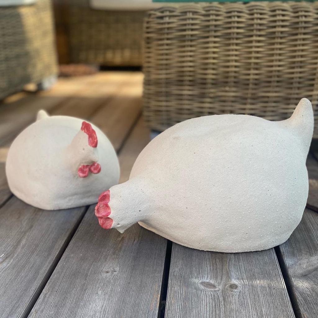 Keramik Huhn, Kopf oben - FRANZARTKERAMIK