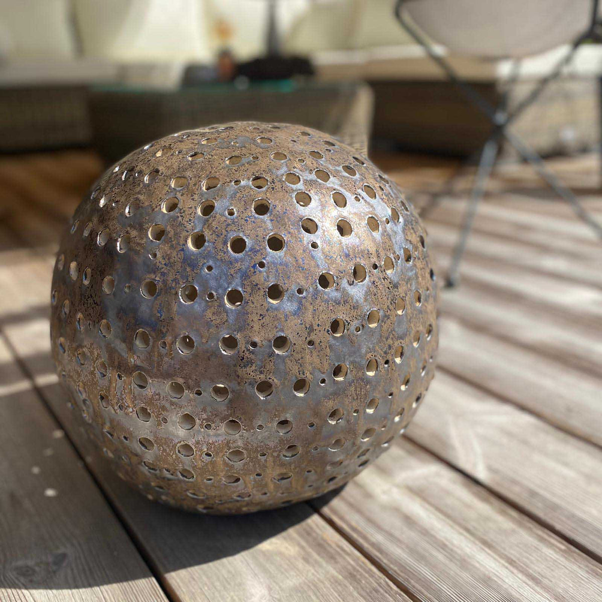 Lichterkugel aus Keramik, Ø ca 40 cm - FRANZARTKERAMIK