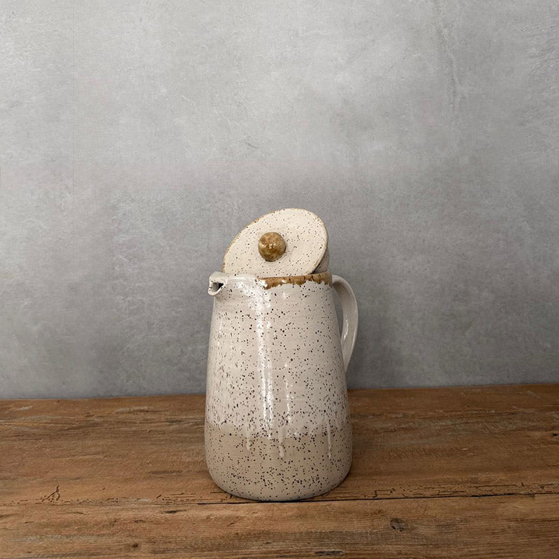 BOHEMIAN White Keramikkanne mit Deckel 15 Liter handgemacht