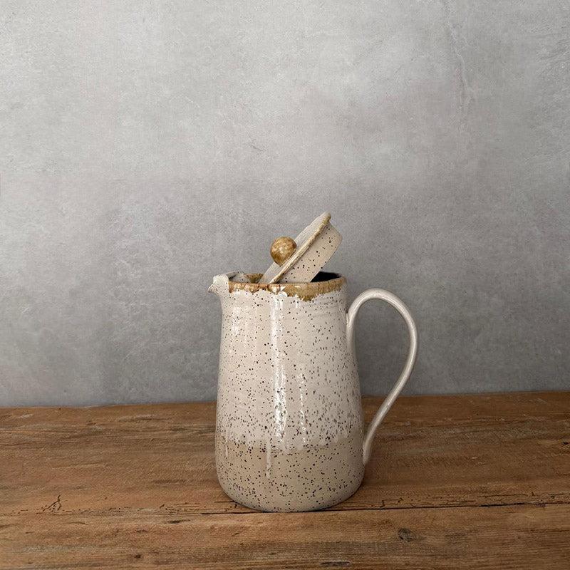 BOHEMIAN White Keramikkanne mit Deckel 15 Liter handgemacht