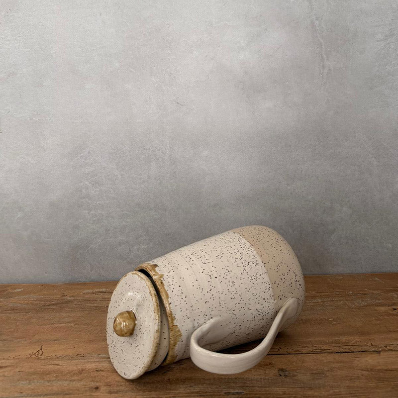 BOHEMIAN White Keramikkanne mit Deckel 15 Liter handgemacht