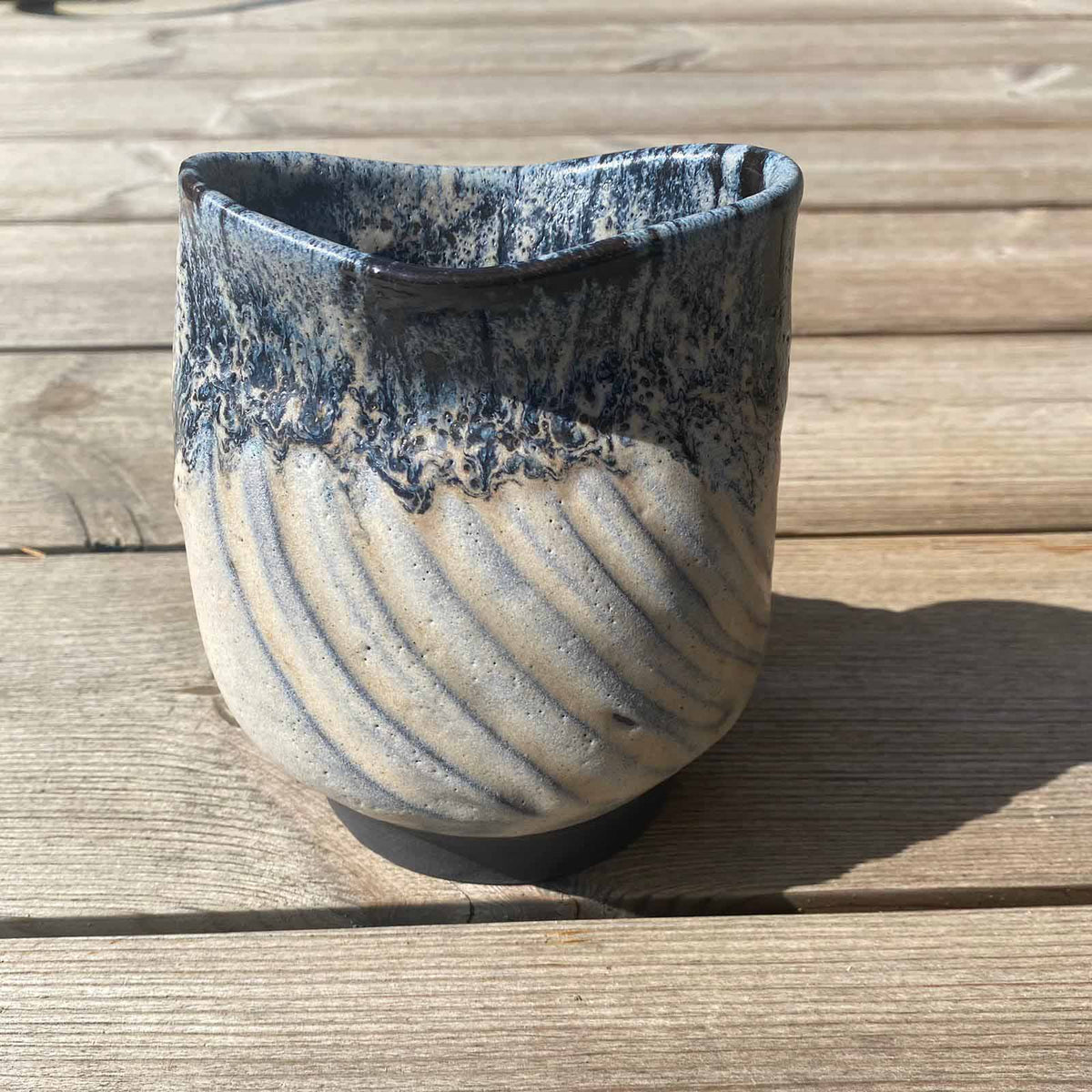 Keramikvase schwarz/weiß/blau - FRANZARTKERAMIK