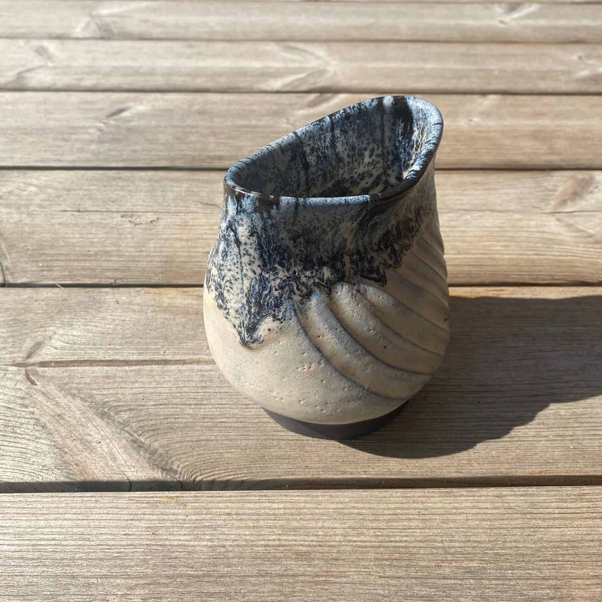 Keramikvase schwarz/weiß/blau - FRANZARTKERAMIK