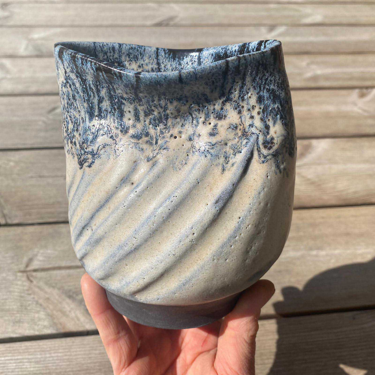 Keramikvase schwarz/weiß/blau - FRANZARTKERAMIK