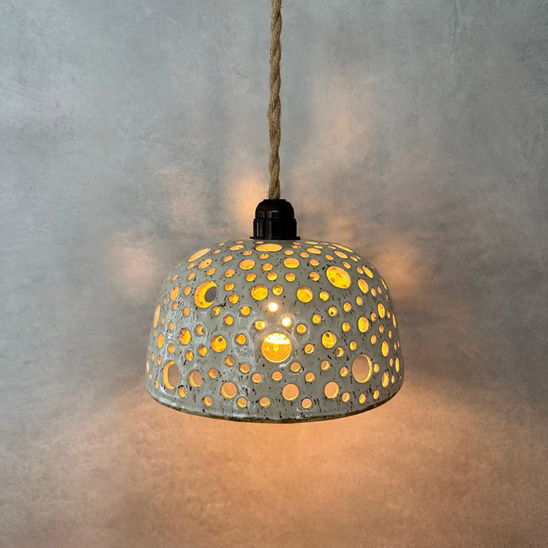 Keramikhängelampe mit Löchern - Pendelleuchte Deckenlampe - FRANZARTKERAMIK