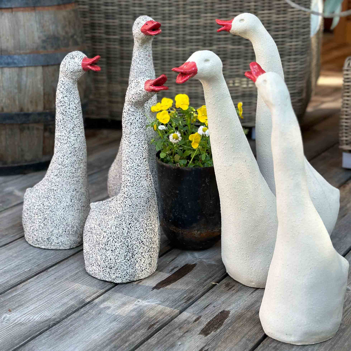 Laufente, weiß, Keramikfigur - FRANZARTKERAMIK