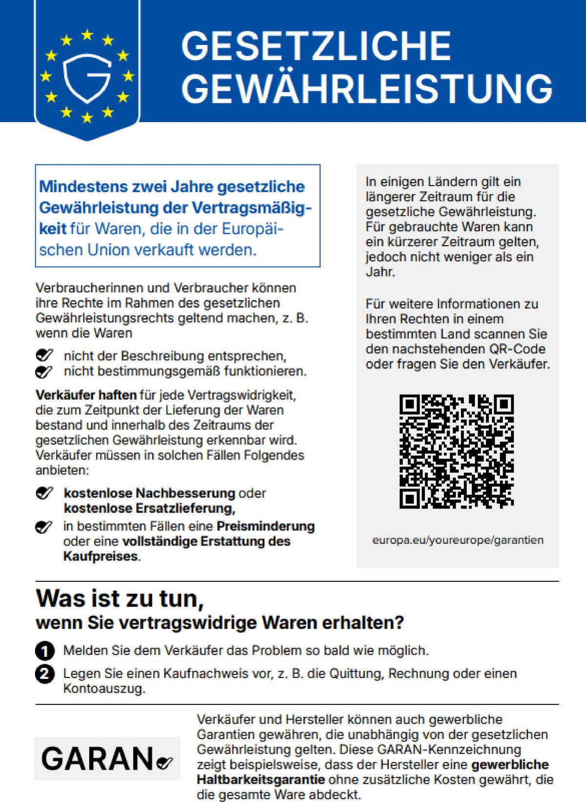 Gewährleistungsbutton